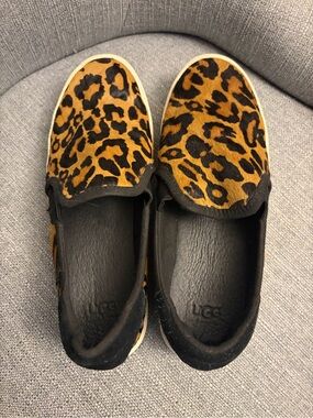 UGG Leopard Haircalf Slip-On Sneakers - Brown/Black